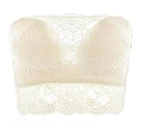 Necalisi Soutien Gorge Bandeau Beige Mode des Femmes sans Bretelles de Soutien-Gorge Boob Tube Top Bandeau sans Armatures Soutien Gorge Bandeau Push up 80C