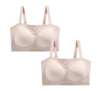 Necalisi Soutien Gorge Dos Nu sans Fil Antiglisse Jaune Clair Brassière Tube Élastique sans Rembourrage avec Amovible Bretelles 80C