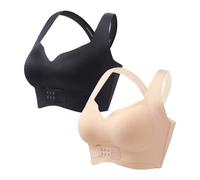 Necalisi Soutien Gorge Ouverture Devant Noir + Jaune Clair Soutien-Gorge de Sport Femme Push Brassière Maintien sans Armatures Fitness Brassière Soutiens Gorge Femme 110D