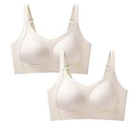 Necalisi Soutien Gorge sans Armature Sport Anti-Affaissement Et Lissage Latéral Ouverture Devant Beige Non doublé, Grande Taille, Couverture complète Soutien Gorge Dentelle 80C