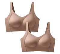 Necalisi Soutien Gorge sans Armature Sport Anti-Affaissement Et Lissage Latéral Ouverture Devant Brun Femme Grande Taille Impact Elevé Soutien Gorge Minimiseur 105C