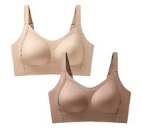 Necalisi Soutien Gorge sans Armature Sport Fitness Vetement Ouverture Devant Jaune Clair+Brun Grande Taille Minimiseur Non doublés Soutien Gorge Grande Taille 95D