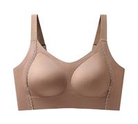Necalisi Soutien Gorge sans Armature Sport Maintien Fort Ouverture Devant Brun Femme Grande Taille Impact Elevé Soutiens-Gorge Classiques 90B