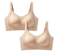 Necalisi Soutien Gorge sans Armature Sport Maintien Fort Ouverture Devant Jaune Clair Grande Taille Minimiseur Non doublés Soutien Gorge Push up rembourré 80C