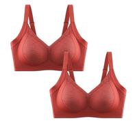 Necalisi Soutien Gorge sans Armature Sport Maintien Fort Ouverture Devant Rouge Femme Grande Taille Impact Elevé Soutiens-Gorge Classiques XXL