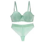 Necalisi Soutien-Gorge Set Vert Femme Soutien Gorge Balconnet en Dentelle Florale Non Rembourré avec Armature Soutiens-Gorge Femme 95D