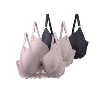 Necalisi Soutiens Gorge Femme avec Armature Dentelle Florale Ajourée Respirant sous Vetements Kaki+Noir Grande Taille Non-Rembourré Sexy Crop Top 100D
