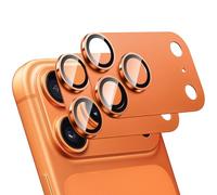 NECARSIN Lot de 2 protections d'objectif d'appareil photo en verre trempé en aluminium de qualité supérieure pour iPhone 17 Pro, anti-rayures haute définition (S)