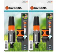 Nécessaire d'arrosage 13 mm (1/2 Pouce) et 15 mm (5/8 Pouce) de Gardena : kit de lances d'arrosage avec Aquastop pour un changement rapide du raccord (18288-20) (Lot de 2)