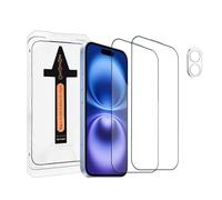 NECGNIQ Lot de 2 + 1 protection d'écran pour iPhone 17 avec protection d'objectif d'appareil photo, couverture complète, film en verre trempé, dureté 9H avec boîte anti-poussière