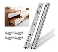NECILO Glissière tiroir, argent, 250 mm, montage latéral, 1 paire | Roulements à billes, extension totale en 3 parties, capacité de charge jusqu'à 45kg