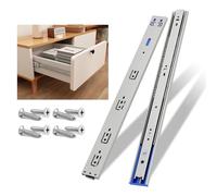 NECILO Glissières de Tiroir à Fermeture Amortie, 450mm, Acier inoxydable, Montage Latéral, Capacité de Charge jusqu'à 45KG, Extension Totale en 3 Parties, 1 Paire