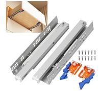 NECILO Glissières de Tiroir à Montage Inférieur, Push to Open et Soft Close, 400mm Extension Totale avec Dispositif de Verrouillage, Capacité de Charge de 35 kg, 1 Paire Pour Cuisine et Armoire.