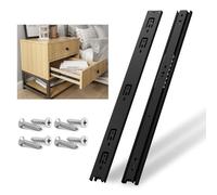 NECILO Glissières de tiroir noir, Montage Latéral, Capacité de Charge jusqu'à 35KG, Roulements à Billes, Extension Totale en 3 Parties, 600mm, 1 Paire