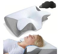Neckhaven Pillow, Hospitality Collection, Neckhaven Butterfly Cervical Pillow, Orthopedic Memory Foam Ergonomic Contour Neck Support Pillows, for Side, Back & Stomach Sleepers (Grey,m)