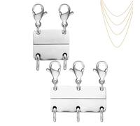 Necklace Layering Clasps, Jewelry Magnetic Separator Connector, Easy Stackable Multi String Design, 2 Piece Clasp Set for Statement Chains, Choker, Bracelet, Men, Crafts, Jewelry Projects
