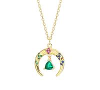 Necklaces,925 European Moon Necklace for Women Vintage Green Crystal Fashion Wjewelry Gift/