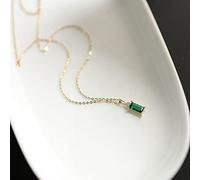 Necklaces,925 French Small Green Zircon 14K Plating Necklace Women Fashion Shinycle Gift