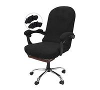 NeColorLife Housse de Chaise de Bureau avec accoudoirs - Housse Extensible avec Fermeture éclair - Housse épaisse à Dossier Haut pour chaises de Bureau de très Grande Taille (Taille XL, Noir)