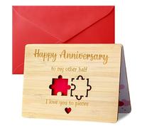 NECXON Carte d'anniversaire, carte d'anniversaire de mariage en bambou Carte de joyeux anniversaire Cadeaux d'anniversaire pour lui Carte d'anniversaire pour mari et femme