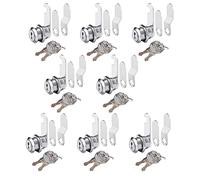 Necygoo Lot de 8 Serrures d'Armoire à Clés Différentes avec 3 Plaques de Verrouillage Cylindre Serrure pour Armoires, Tiroirs, Boîtes aux Lettres