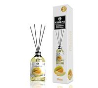 NEDENS Diffuseur à bâtonnets pour la Maison 110 ML | Parfum d’intérieur Longue durée | Flacon en Verre décoratif | intensité réglable | pour Salon Chambre Salle de Bain Bureau - Mikado (Melon)
