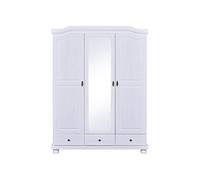 AltoBuy Neder - Armoire 3 Portes avec Penderie Bois Massif Vernis Blanc
