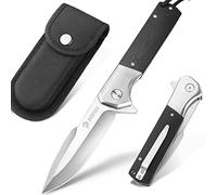 NedFoss BEAST couteau pliant, clip ceinture couteau, d2 acier couteau survie, manche en G10, longueur de la lame 10cm, avec étui en nylon, Idéal pour la survie, la chasse, les cadeaux