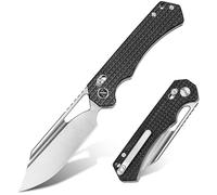 NedFoss COUGAR couteau pliant, 14C28N acier couteau survie, Longueur lame 8.7 cm, manche aluminium avec clip ceinture, mini couteau de poche