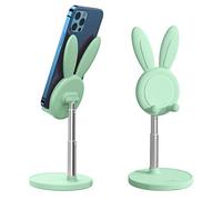 nediea Cute Bunny Support de téléphone de bureau réglable en hauteur et en angle, compatible avec la plupart des téléphones portables et tablettes de 4 à 10" (vert)
