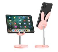 nediea Support de téléphone portable en forme de lapin mignon, angle de hauteur réglable, compatible avec la plupart des téléphones portables ou tablettes (rose)