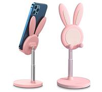nediea Support de téléphone portable, motif de lapin, joli, hauteur et angle réglables, compatible avec smartphone et autres appareils de 4 à 10 ″, rose