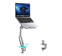 nediea Support pour ordinateur portable de bureau avec rotation à 360°, plateau en aluminium réglable, pliable pour ordinateur portable de 11 à 17" (argent)