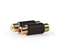 Nedis, Adaptateur audio double RCA femelle vers femelle, noir / or