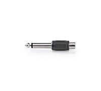 Adaptateur Audio Mono 6,35 mm Mâle vers RCA Femelle Plaqué Nickel Noir / Argent