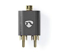Nedis Adaptateur Audio stéréo, 3,5 mm Femelle vers 2 x RCA mâle, connecter Smartphone ou Tablette au Home cinéma pour Un Son stéréo Via Prise Jack, connecteurs plaqués Or, boîtier en Aluminium