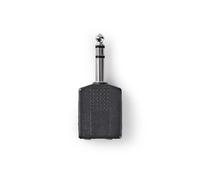 Nedis adaptateur audio stéréo - 6.35 mm mâle - 2x 6.35 mm femelle - nickelé - droit - ABS - noir - 10 pièces - enveloppe