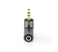 NEDIS Adaptateur Audio stéréo | Fiche 3,5 mm | Prise 3,5 mm | Plaqué Or | Droit | Métal | Anthracite/Or | 1 pièce | Emballage avec fenêtre