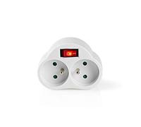 NEDIS Adaptateur de Prise de Courant - France/Type E (CEE 7/6) - 250V-50 Hz - Côté câble d'alimentation B: France/Type E (CEE 7/6) - 250 V - 50/60 Hz - 16.0 A - 3500 W - Blanc