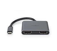 Nedis Adaptateur Multi-Ports USB | USB 3.2 Gen 1 | USB-C™ Mâle | 2X HDMI™ | 0.10 m | Rond | Plaqué Nickel | PVC | Noir | Bo