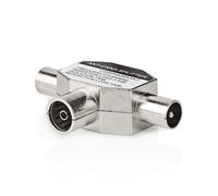 Nedis adaptateur satellite et antenne - 2x coax mâle - IEC (coax) femelle - nickelé - 75 Ohm - T-Splitter - métal - blanc - 1 pièce - boîte