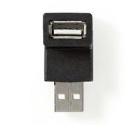 NEDIS Adaptateur USB-A | USB 2.0 | Fiche USB-A | Prise USB-A | 480 Mbps | Rond | Nickelé | PVC | Noir | Boîte