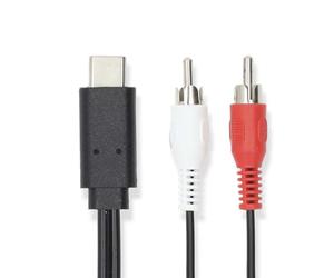 NEDIS Adaptateur USB-C™ - USB 3.2 Gen 1 - Connecteur USB-C™ - 2 connecteurs RCA - 1 m - Rond - Nickelé - PVC - Noir - Sac en plastique
