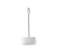 Nedis Adaptateur USB multi-ports - 3 en 1 - USB 3.2 Gen 1 - USB-C mâle - USB-A femelle / USB-C femelle / VGA femelle - 5 Gbps - 0.20 m - rond - doré - tressé / nylon - argenté