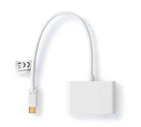Nedis Adaptateur USB multi-ports / USB 3.2 Gen 1 / USB-C™ mâle / 2x USB-A / 5 Gbps / 0.20 m / Rond / Nickelé / PVC / Blanc / Sac plastique