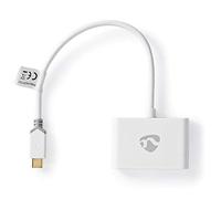 Nedis Adaptateur USB 3.1 Gen1 Type‑C mâle – 2x USB‑A, 1000 Mbps, 0,20 m, plaqué or, blanc