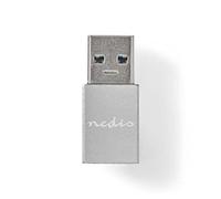 NEDIS Adaptateur USB | USB 3.2 Gen 1 | USB-A Mâle | USB Type-C ? Femelle | Plaqué Nickel | Droit | Métal | Noir | Blister