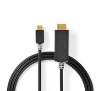 Nedis Adaptateur USB USB 3.2 Gen 1 USB Type-C? Mâle HDMI? Connecteur 2.00 m Rond Plaqué or PVC Anthracite Boite avec Fenêtre