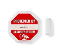 Nedis Alarme Ultra Fine pour fenêtre et Porte, capteur de Contact magnétique, Interrupteur Marche/arrêt, Bouton de Test de Batterie, autonomie de 1 an, Support adhésif, Blanc, 2 Piles CR2032 incluses