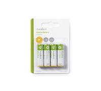 Nedis BAAKLR64BL : Lot de 4 Piles Alcalines AA 1.5V Usage Unique, Dimensions 14mm x 51mm, Poids 93g, Packaging Blister